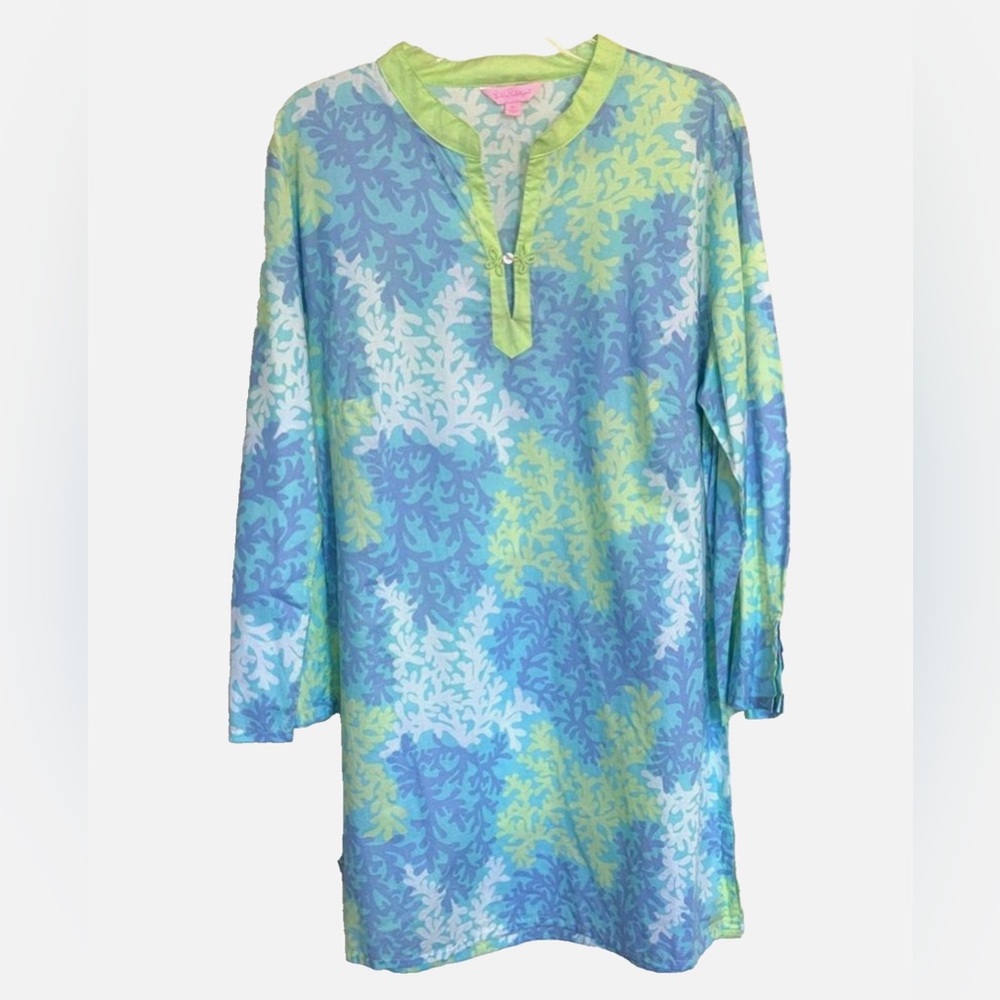 Blue & Green Printed Women's Tunic Dress